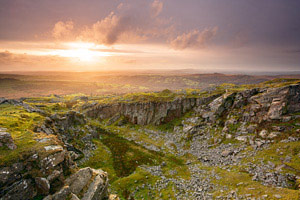 Sunset over Swell Tor Quarry, Dartmoor